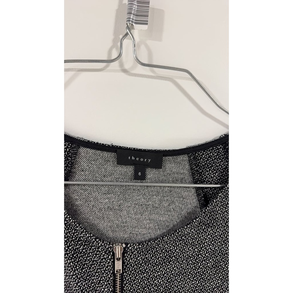 Theory Womens Gray Zip-Front Knit Wool Blend Dress Size 6 Modern Contrast Panel
